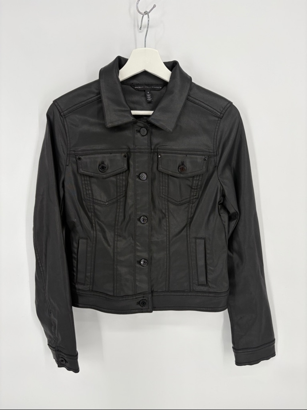 🧇 WHBM black waxed jean Jacket